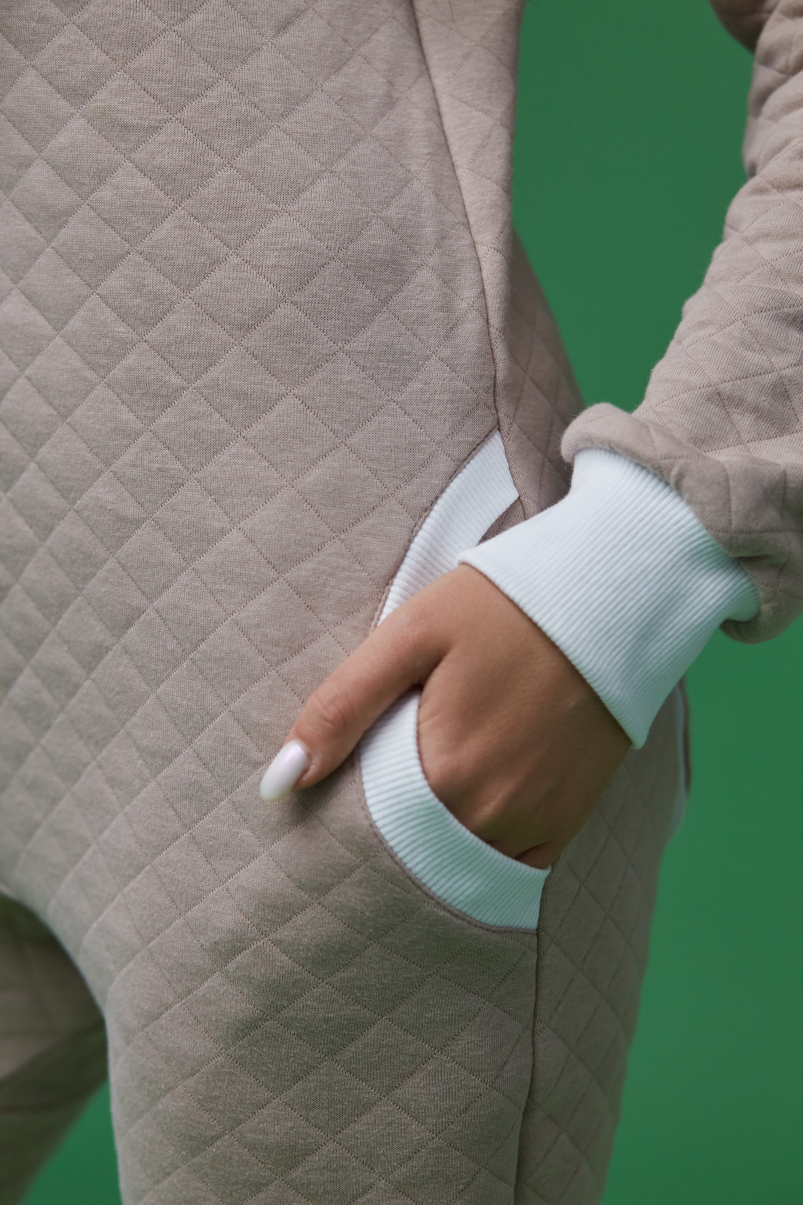 Woman's onesie cotton jumpsuit with a hood pajama's Lounge "Cappuccino" with zipper