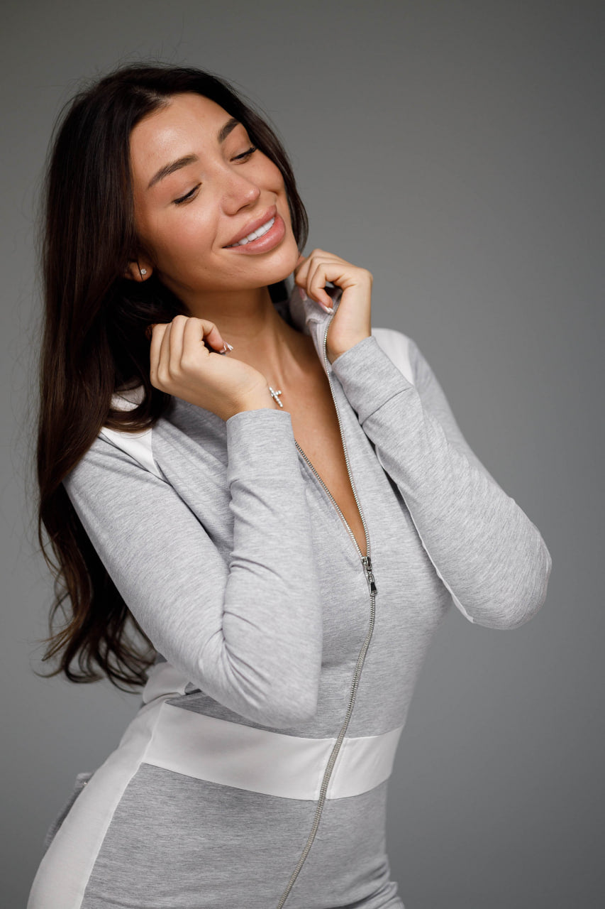 Women's pajamas Sweetjama Jersey with open butt flap Desire stripe "Gray"