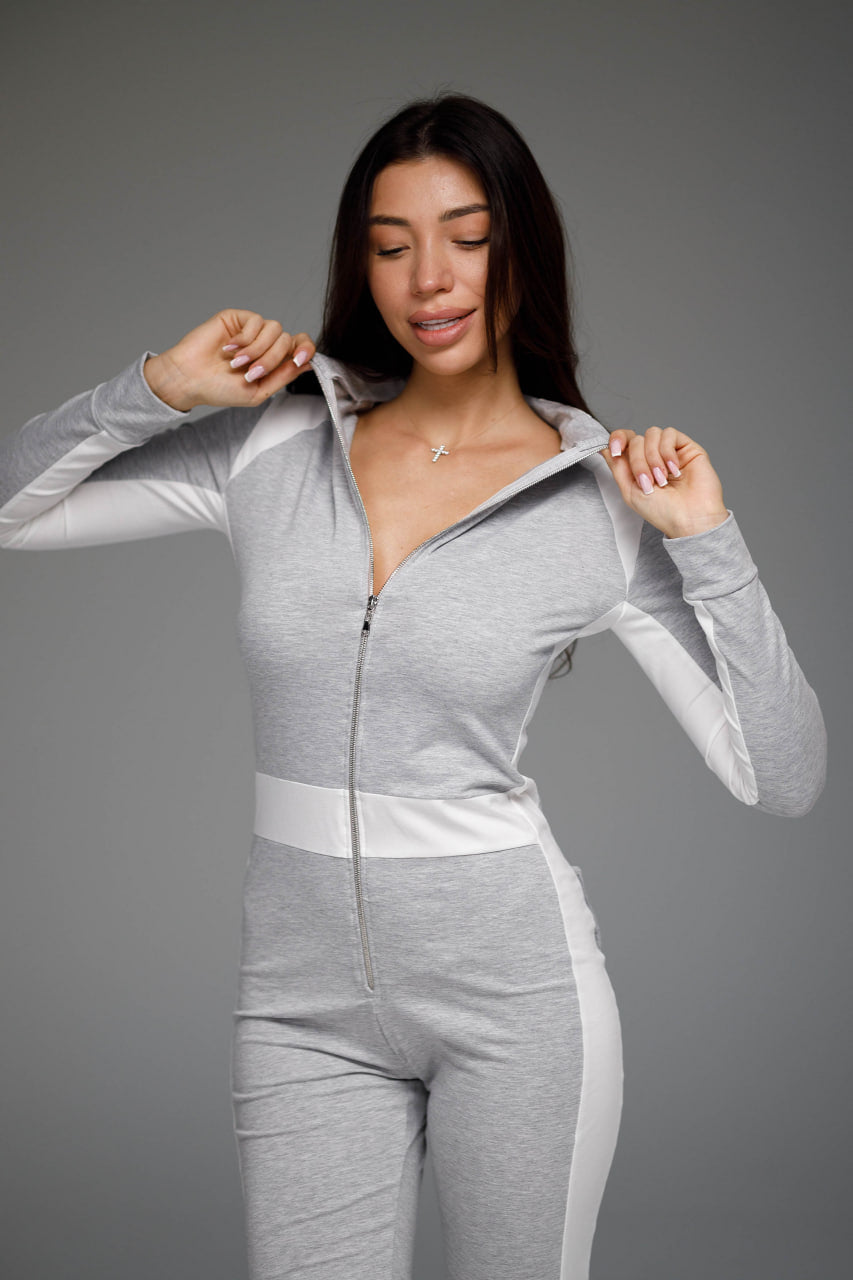 Women's pajamas Sweetjama Jersey with open butt flap Desire stripe "Gray"