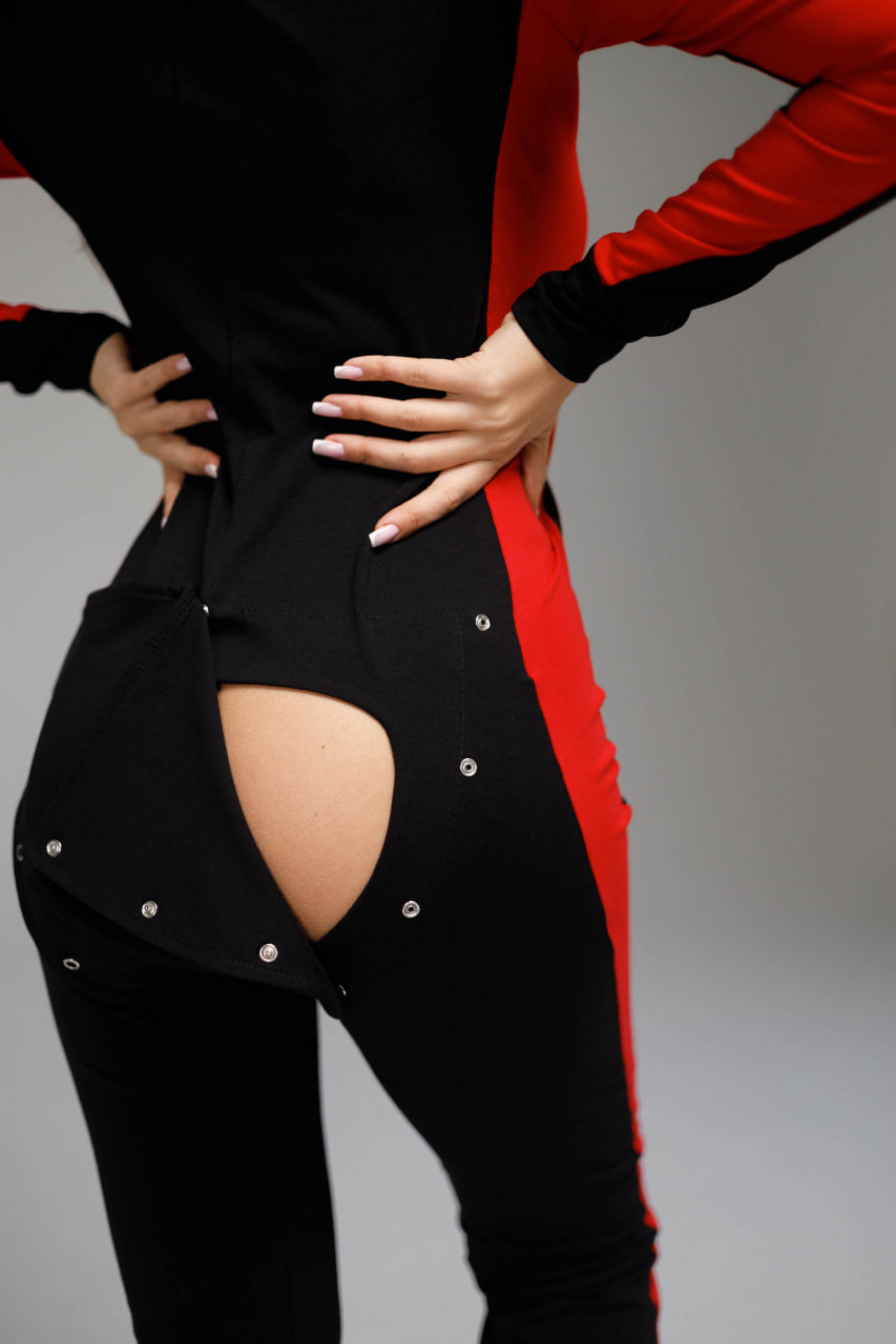 Women's pajamas Sweetjama Jersey with open butt flap Desire stripe 