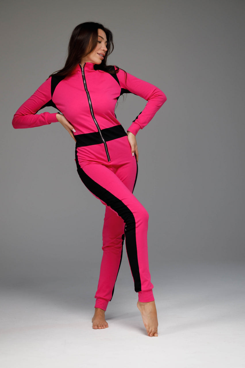 Women's pajamas Sweetjama Jersey with open butt flap Desire stripe "Pink"